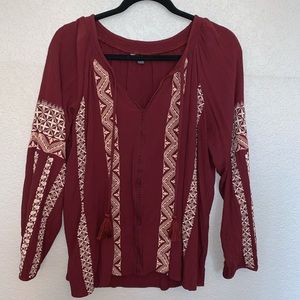 Lightly worn burgundy blouse